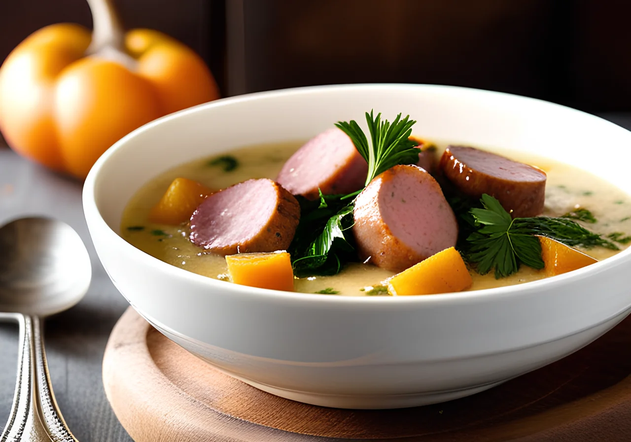 Root Vegetable and Pearl Barley Stew with Polish Sausage