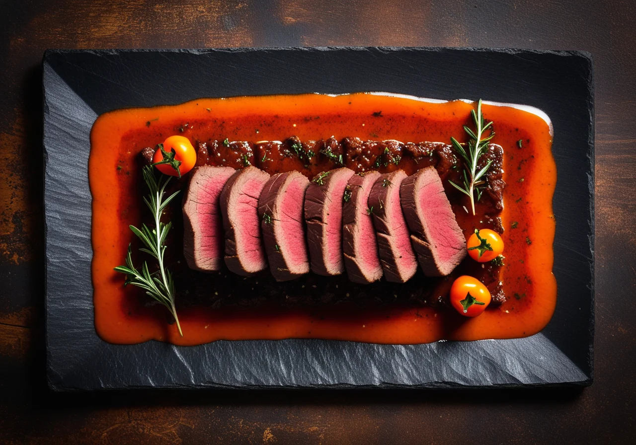 Filetsteaks on Paprika Vegetable