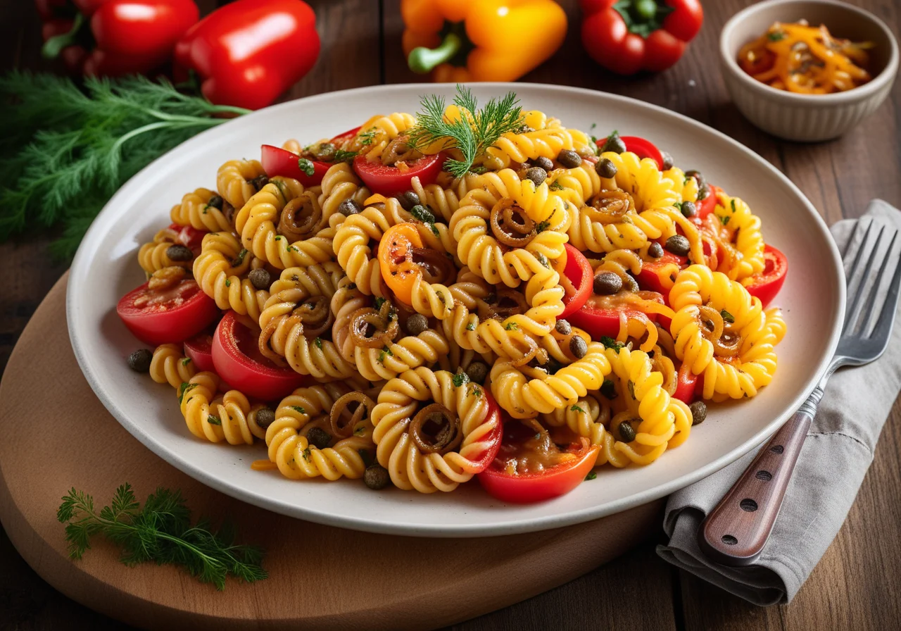 Pasta with Bell Pepper Onion Sauce