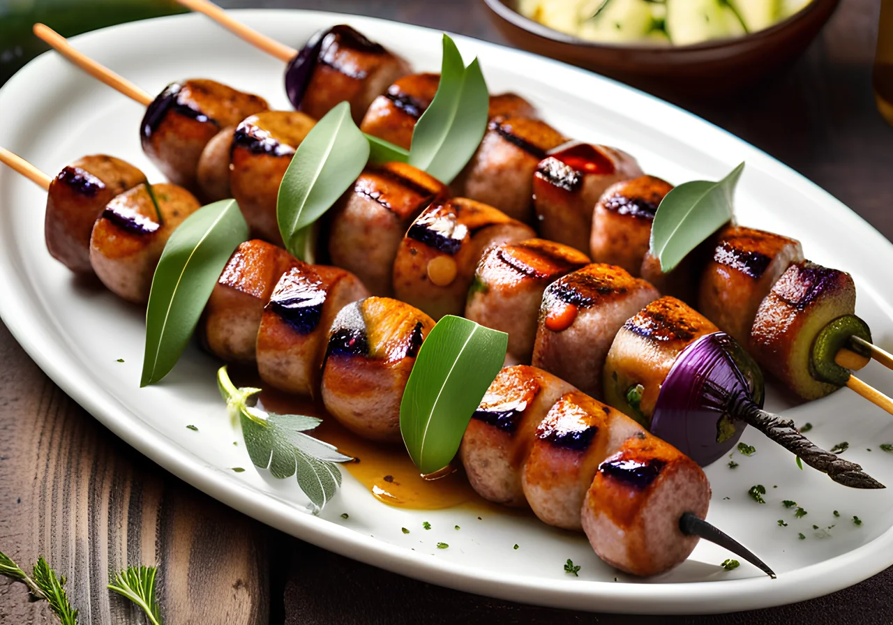 Grilled Poultry Sausage Skewers