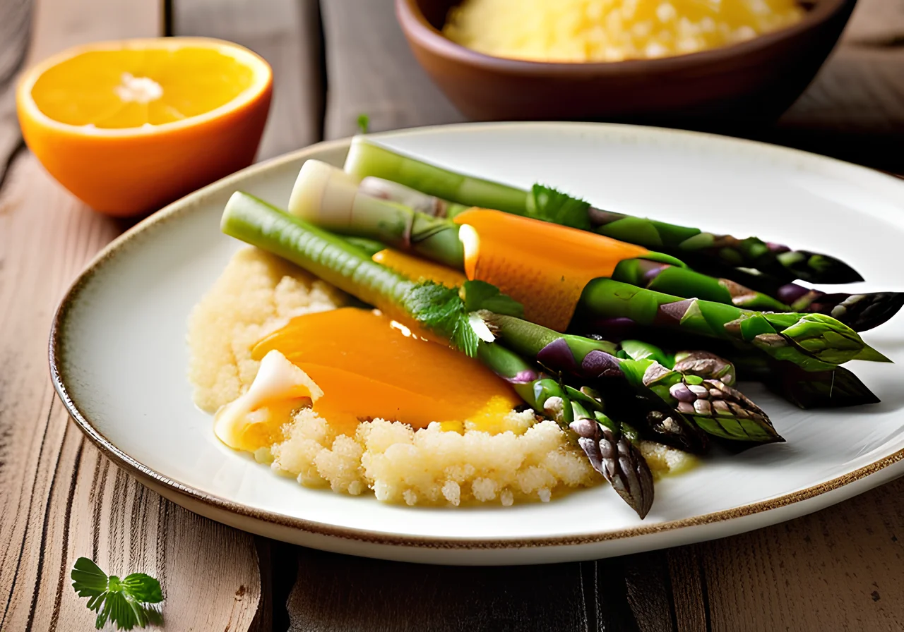 White Asparagus with Orange Sauce and Couscous
