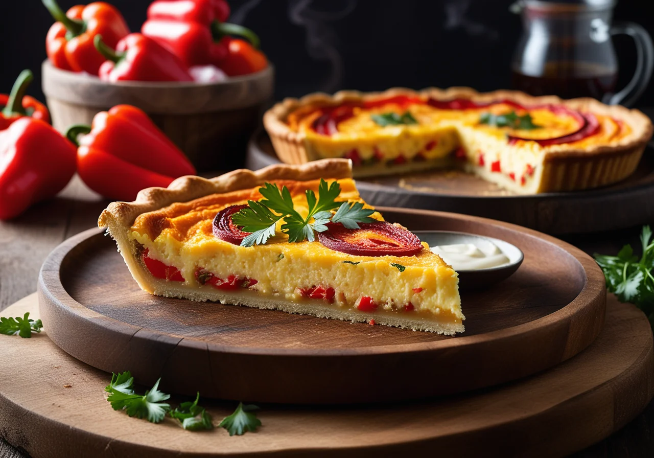 Quiche with Nürnberger Rostbratwürstchen and Bell Pepper