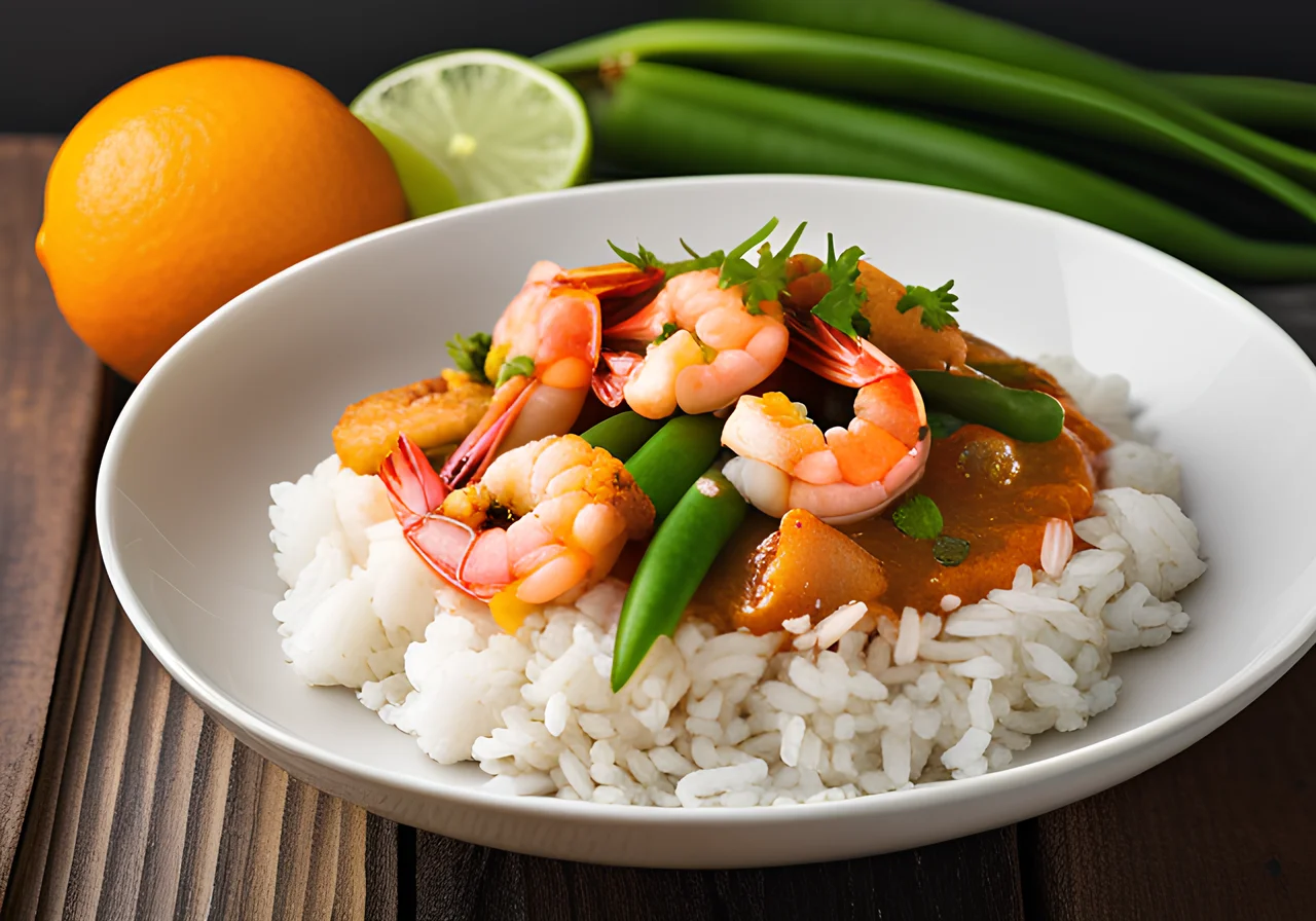 Red Shrimp Curry with Sugar Snap Peas