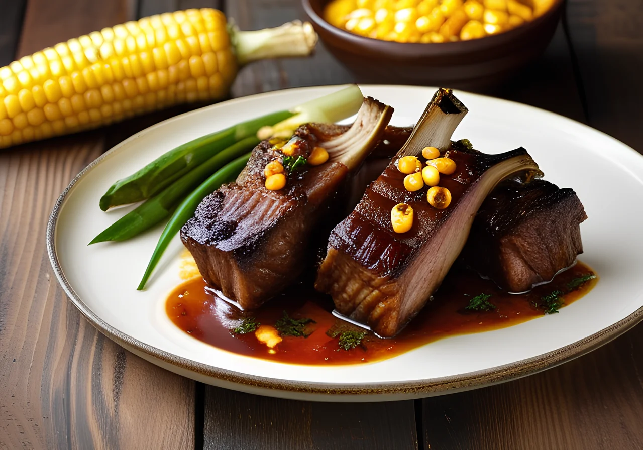 Grilled Ribs with Corn on the Cob