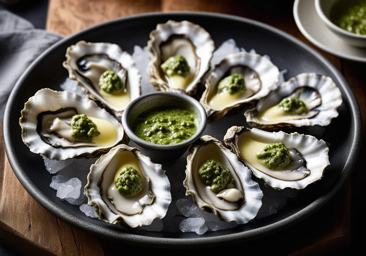 Oysters with Pesto