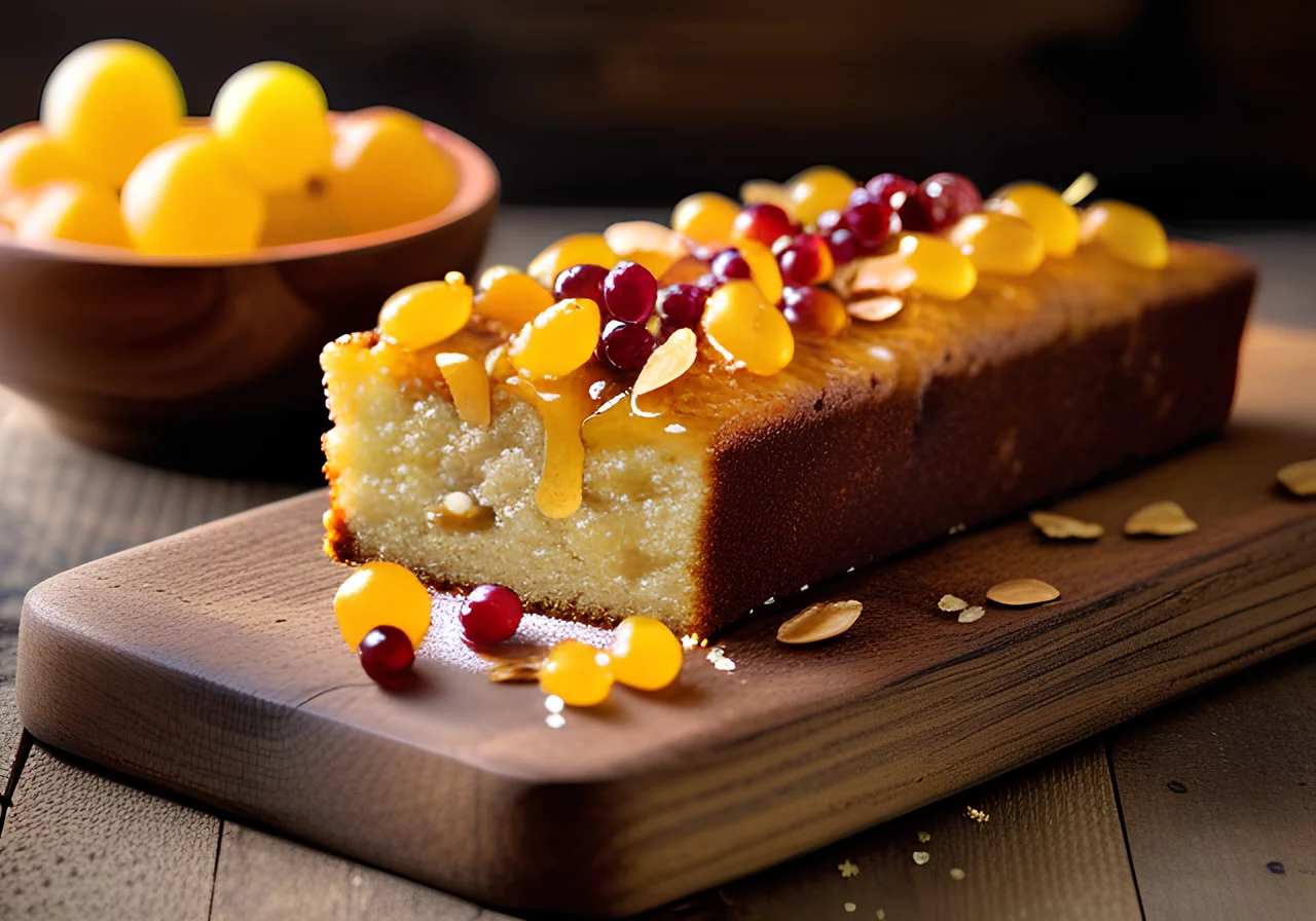 Currant Cake with Caramelized Almonds