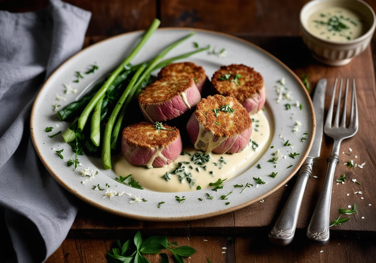 Pork Tenderloin Cutlets Stuffed with Wild Garlic