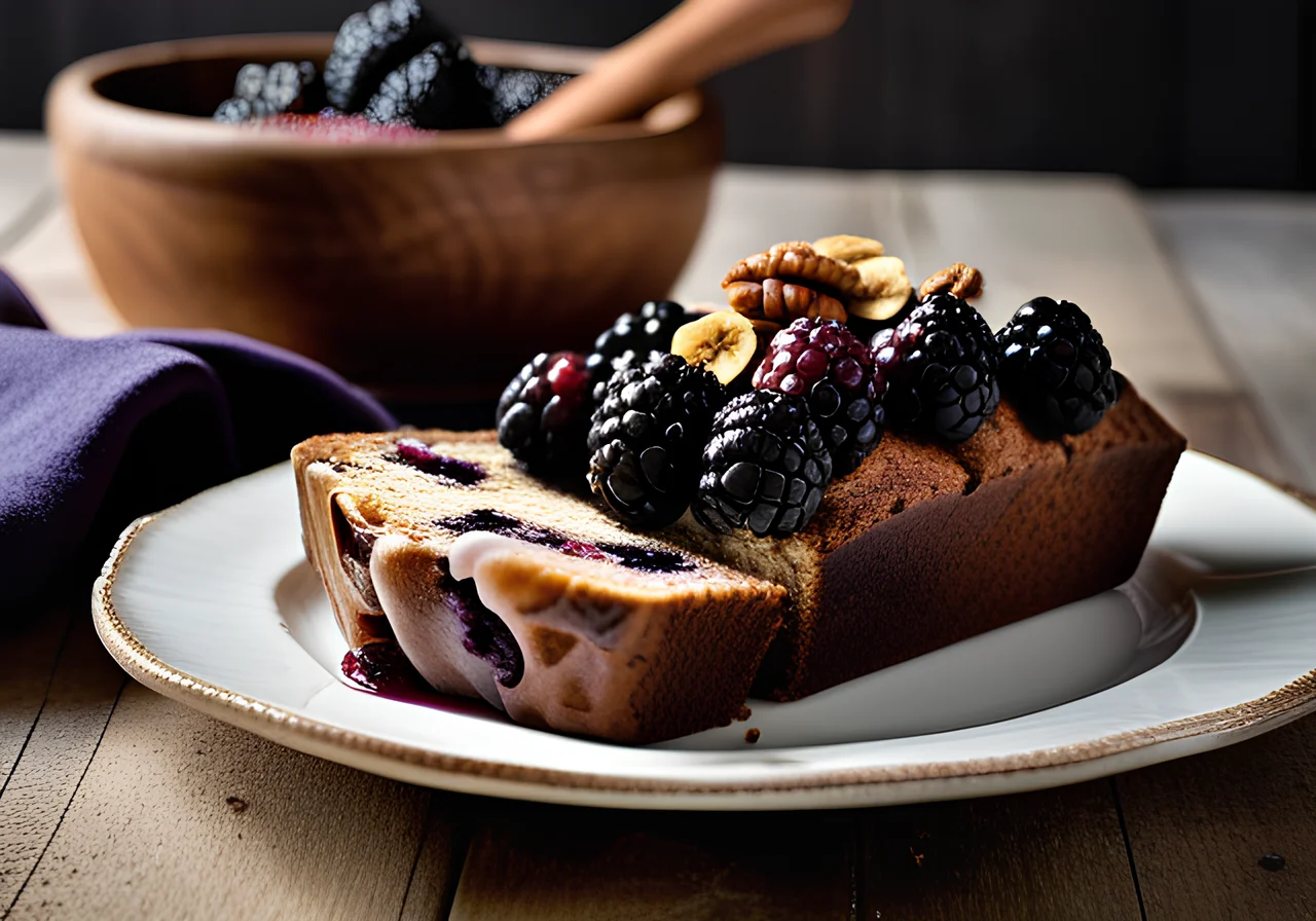 Banana Bread with Blackberries