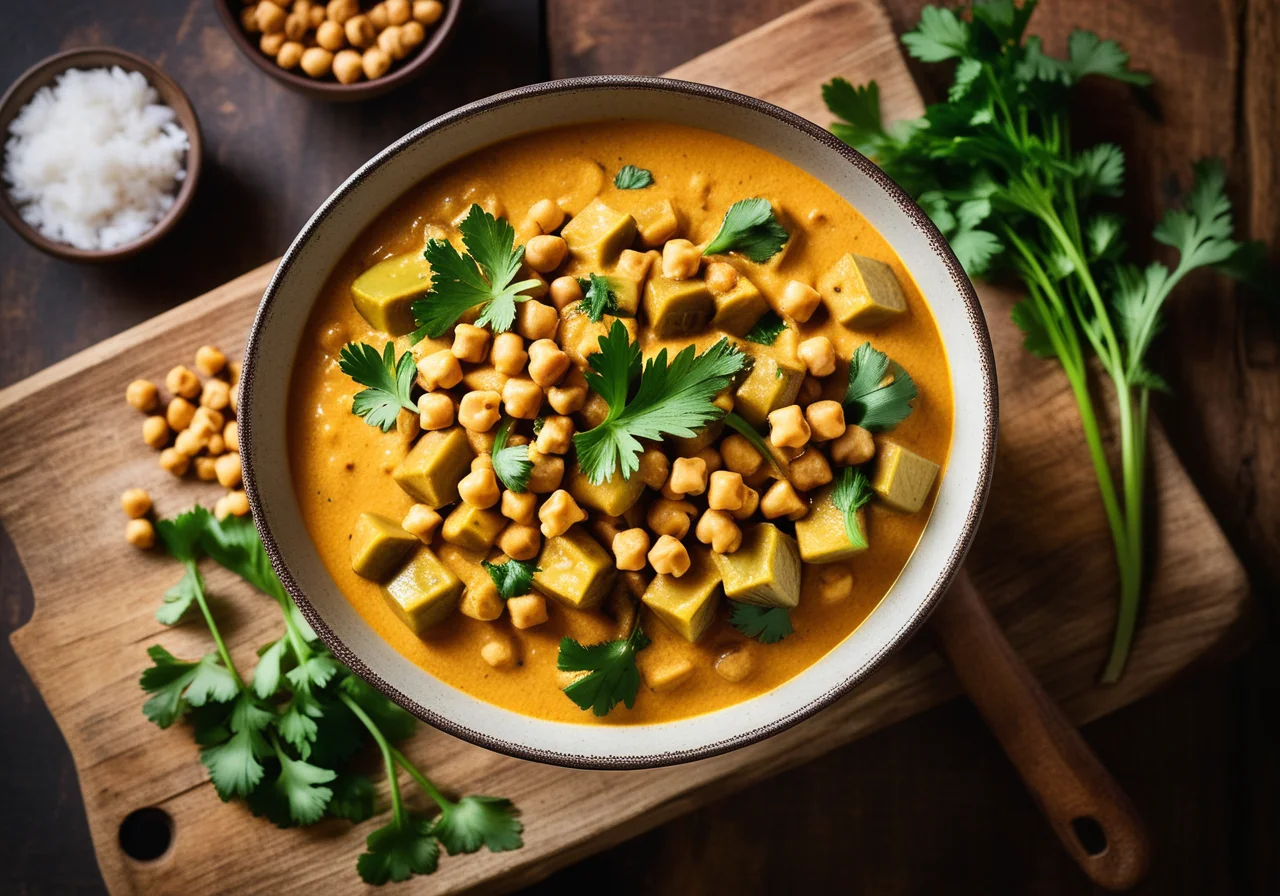 Chickpeas and Eggplants in Coconut Curry Sauce