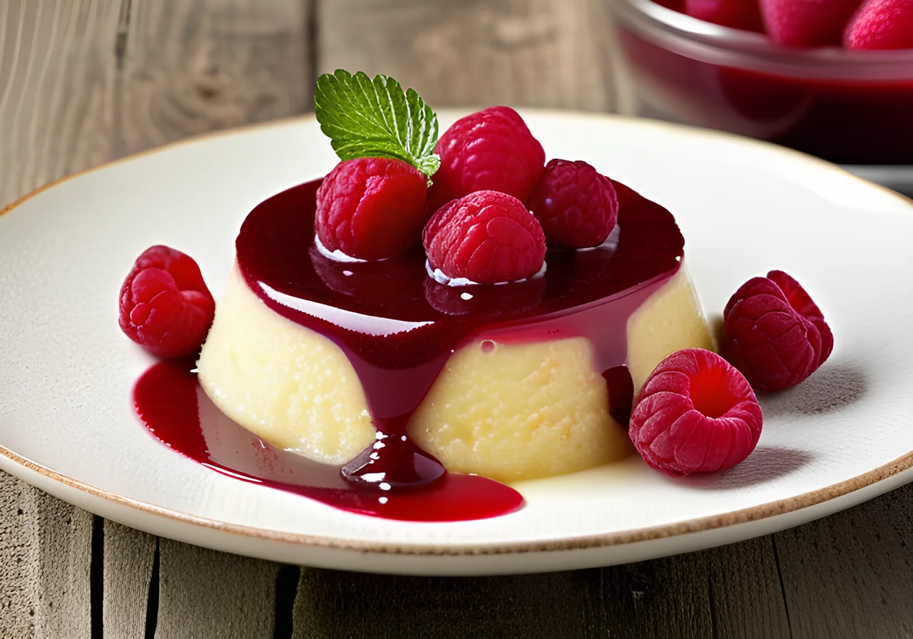 Semolina Pudding with Raspberry Sauce