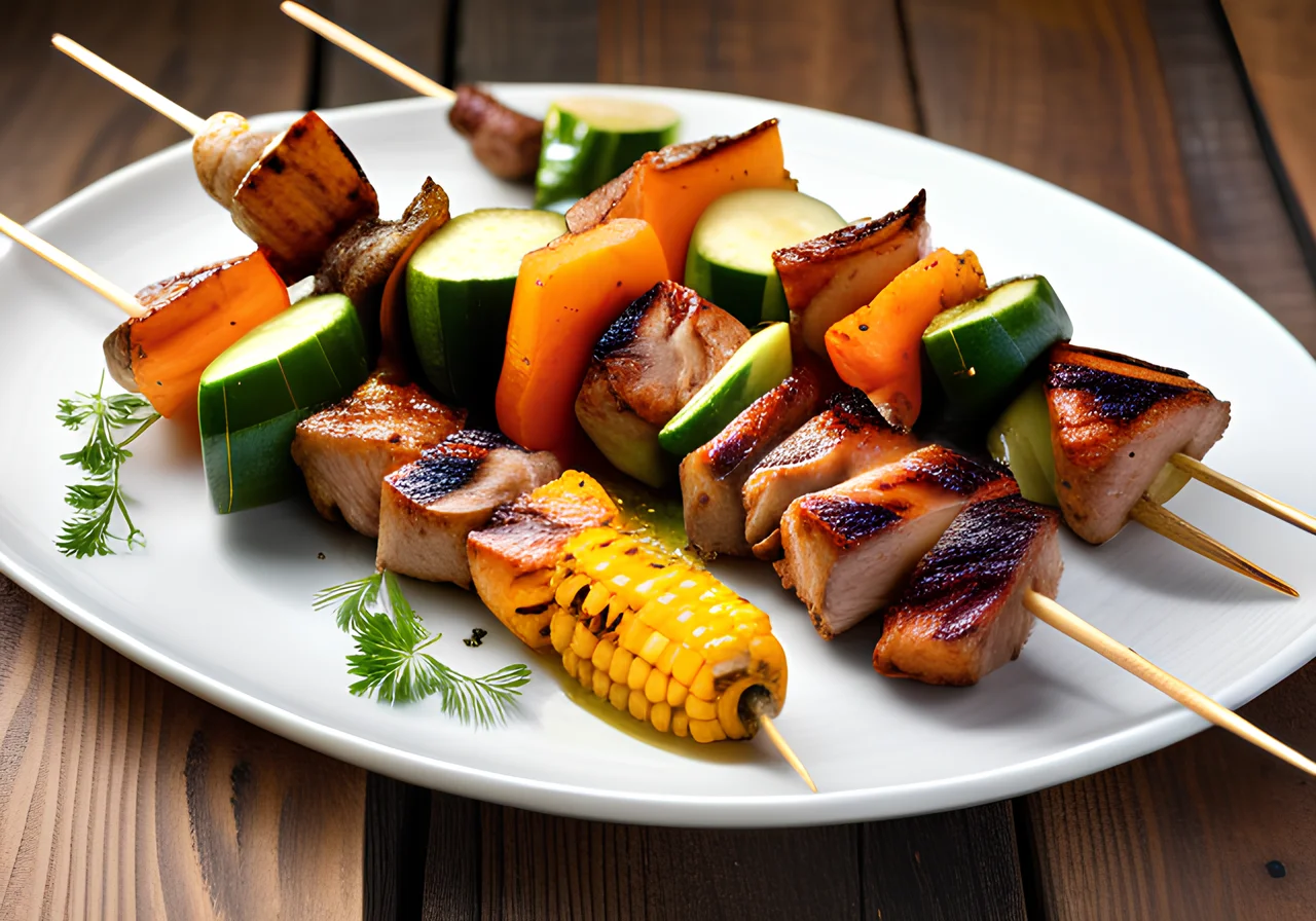 Grilled Turkey and Vegetable Skewers