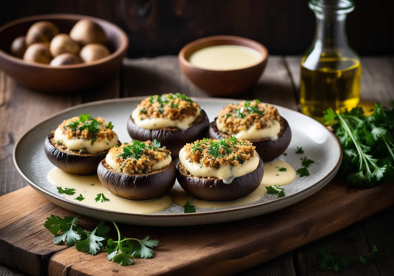 Large Portobello Mushrooms with Parmesan Garlic Filling