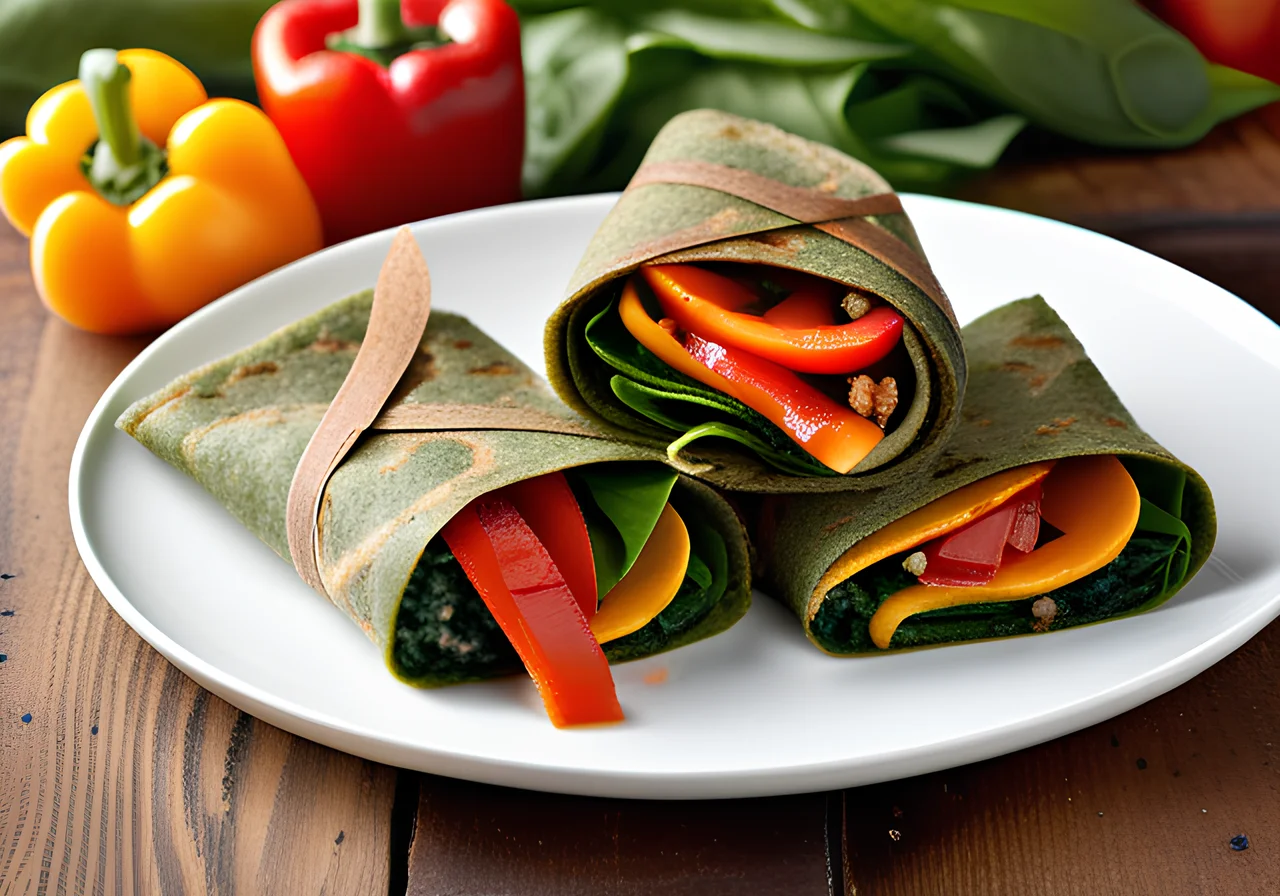Vegetarian Wraps with Bell Pepper and Halloumi