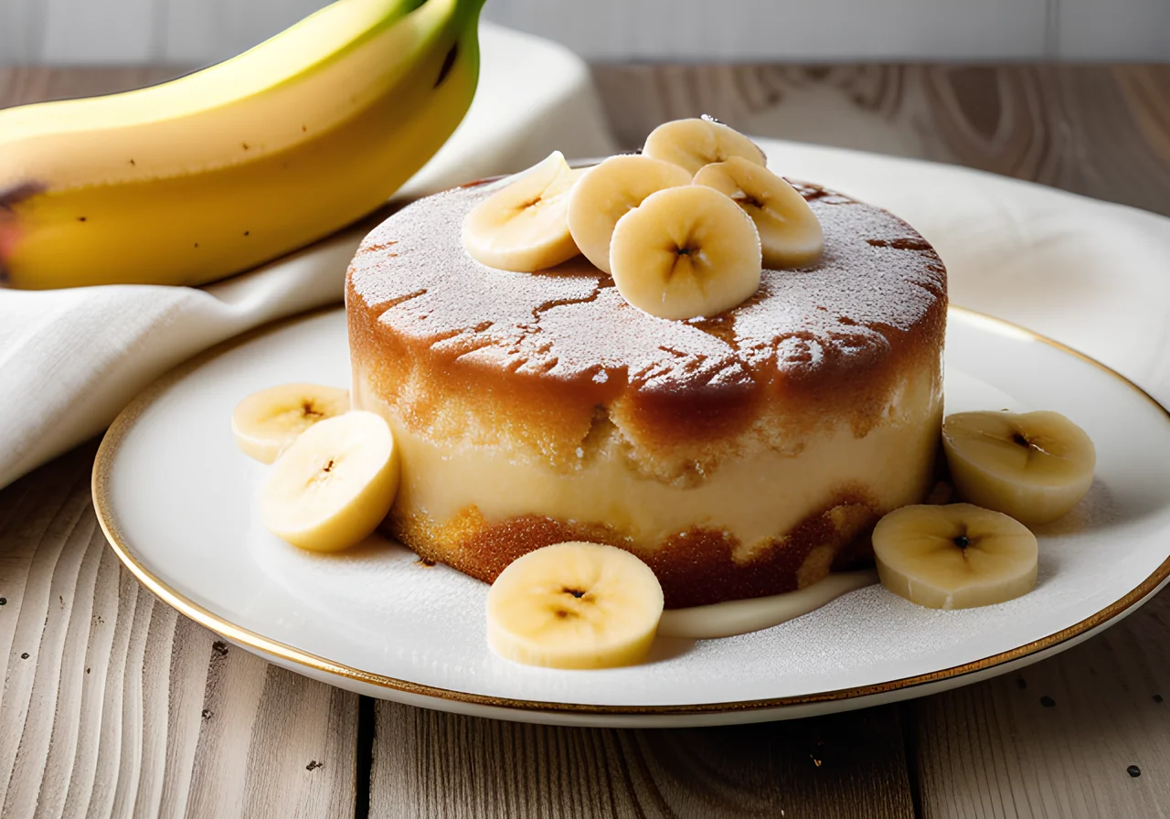 Vanilla Pudding Cake with Banana