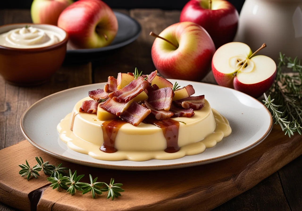 Lard with Thyme, Croutons, Apple and Bacon