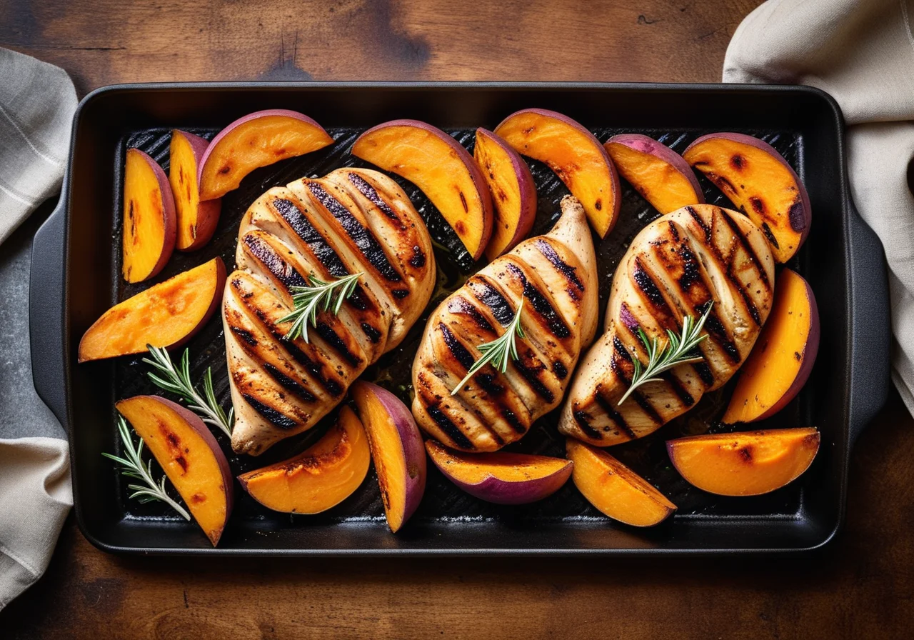 Chicken breast with foil potatoes from the grill