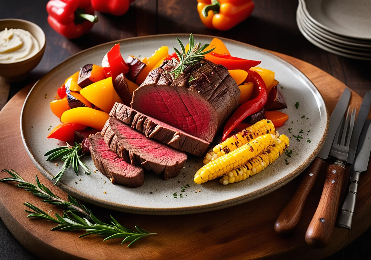 Oven Roasted Vegetables with Beef Tenderloin