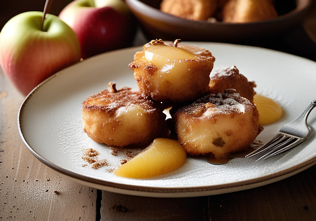 Vegan Quark Fritters with Apple Compote