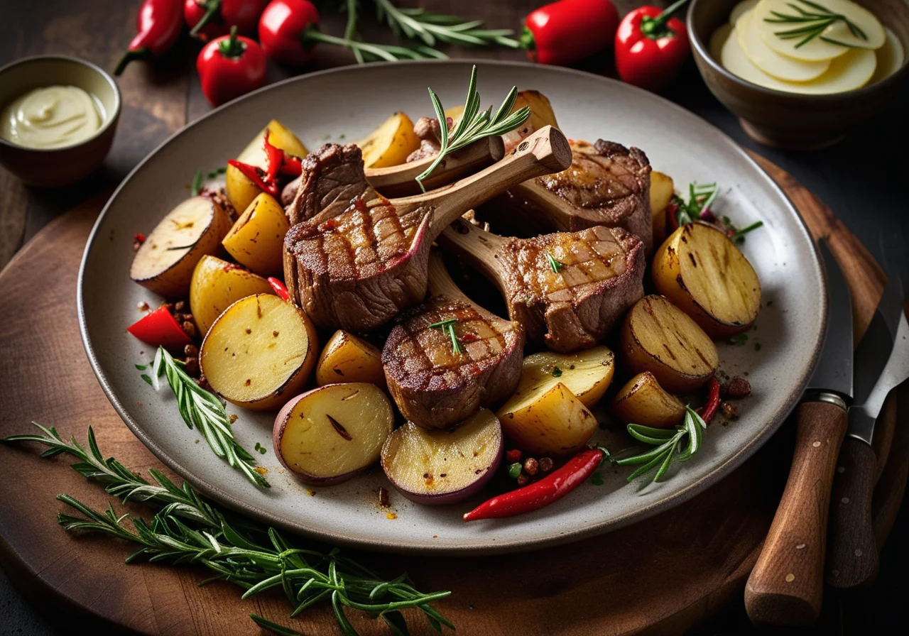 Lamb Chops with Chili Potatoes