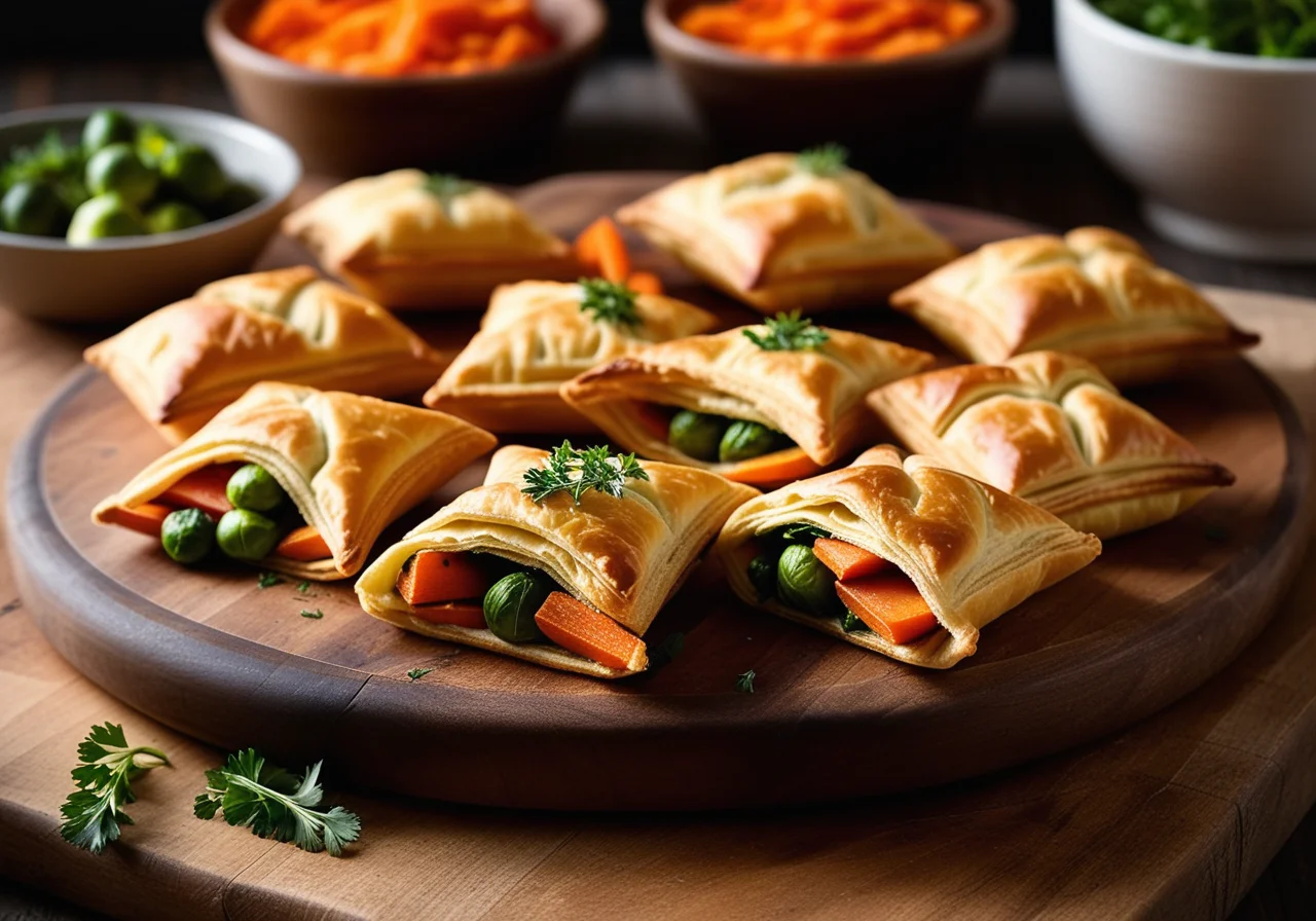Baked Puff Pastry Pockets with Turkey and Vegetable Filling