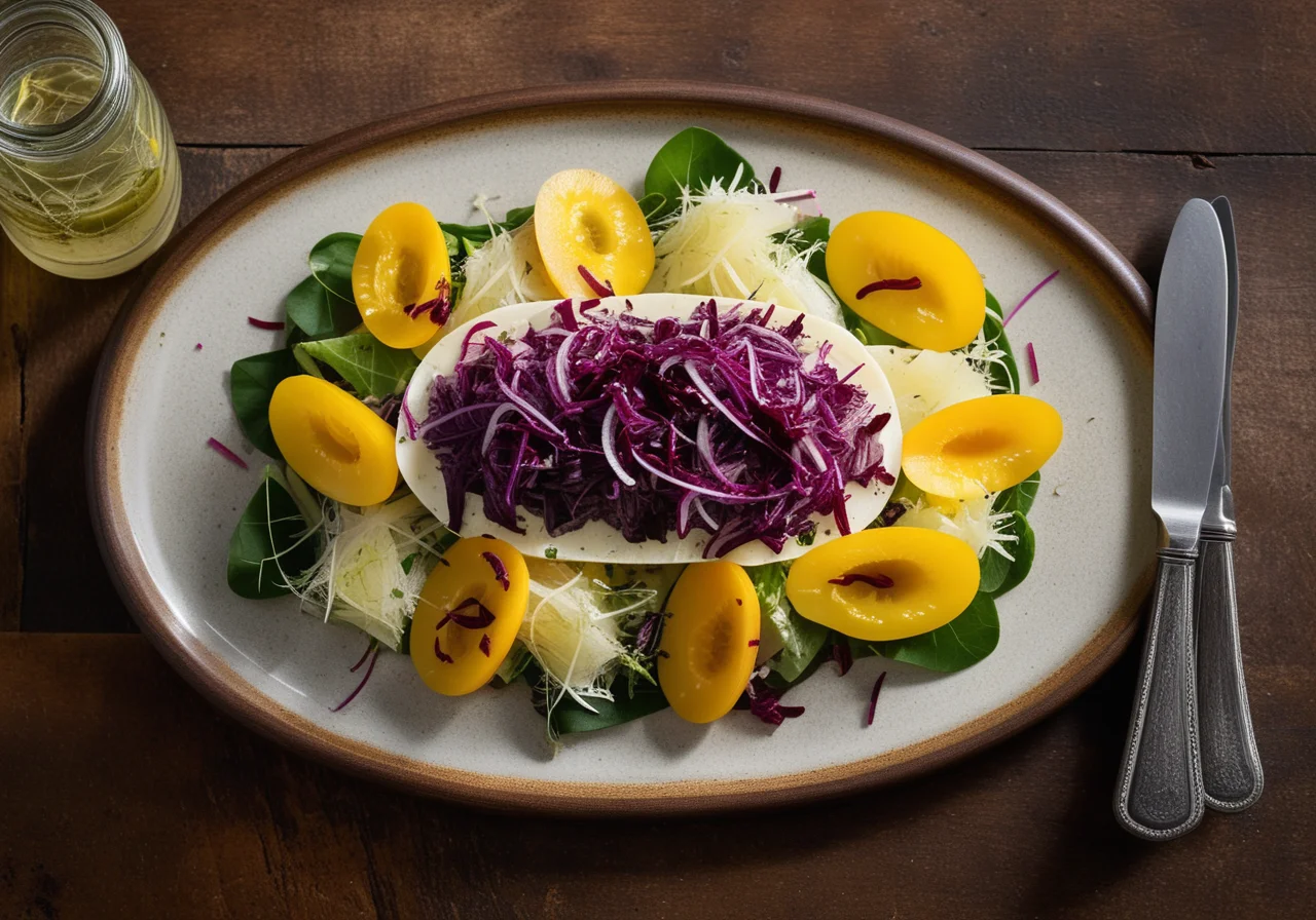 Herring with Sauerkraut Salad and Vegetables