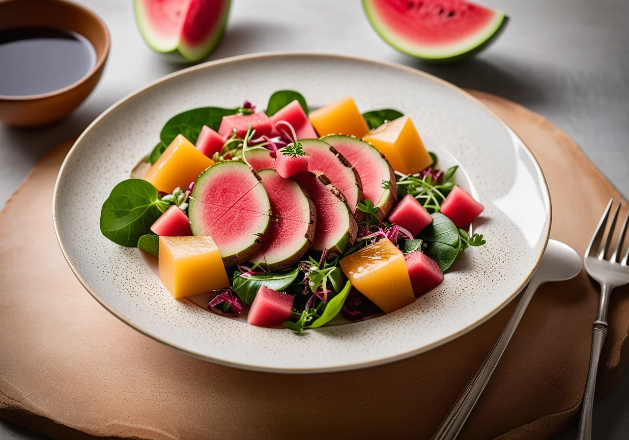 Colorful Salad with Duck and Melon