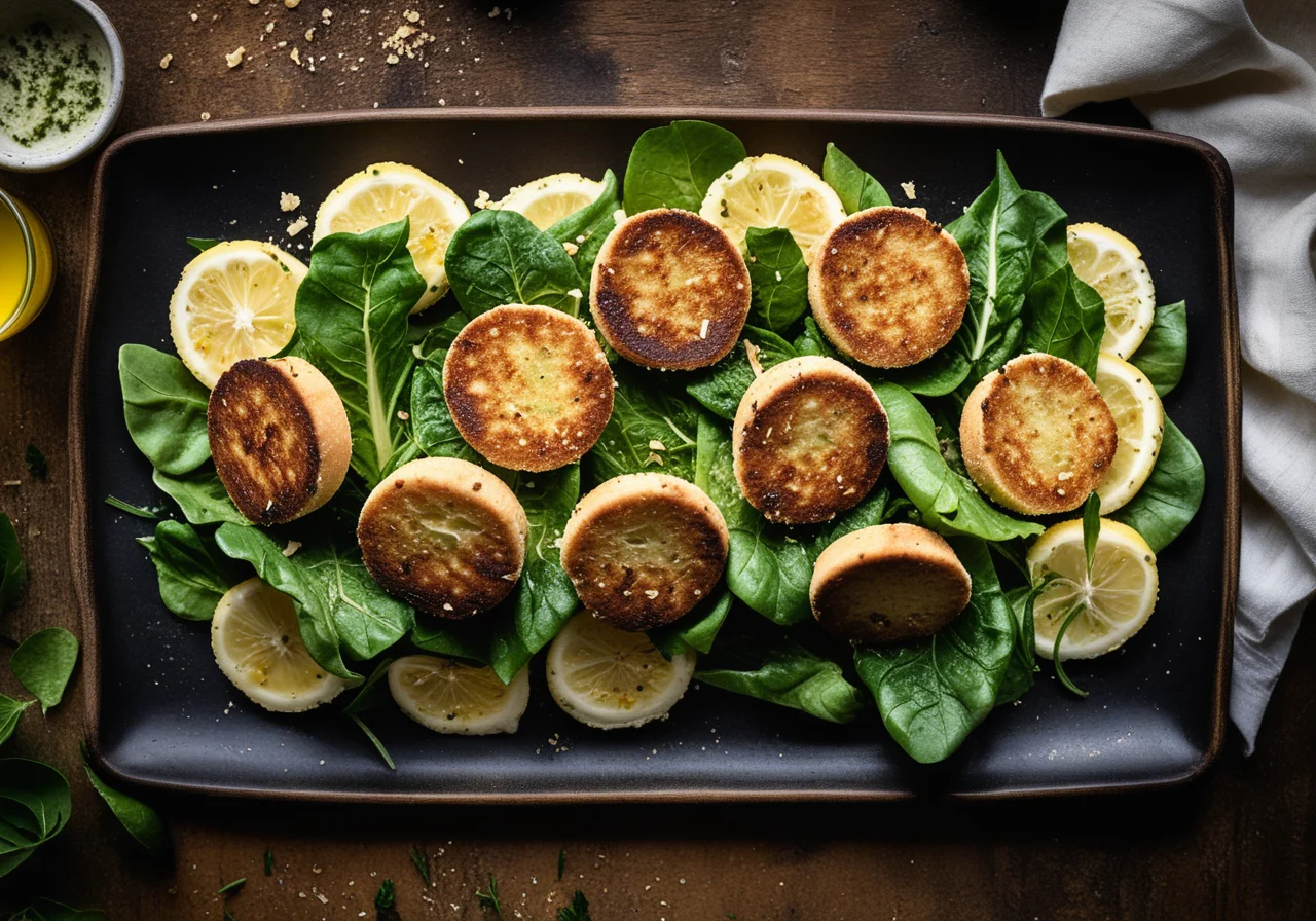 Romaine Salad with Lemon Cutlet