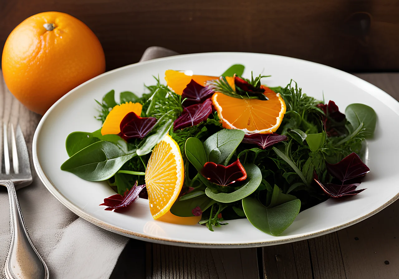 Mixed Herb Salad with Ginger‑Orange Dressing