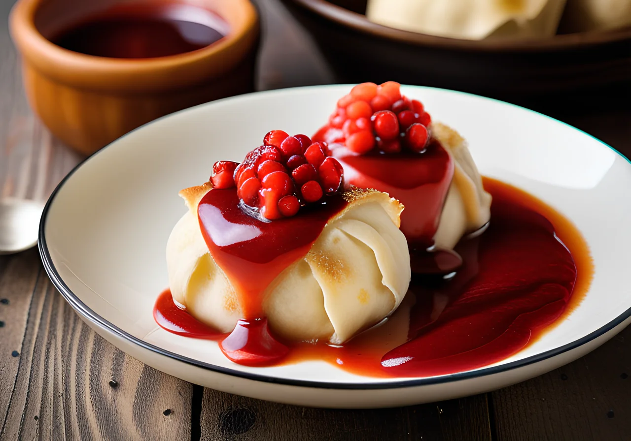 Stuffed Yeast Dumplings with Berry Sauce