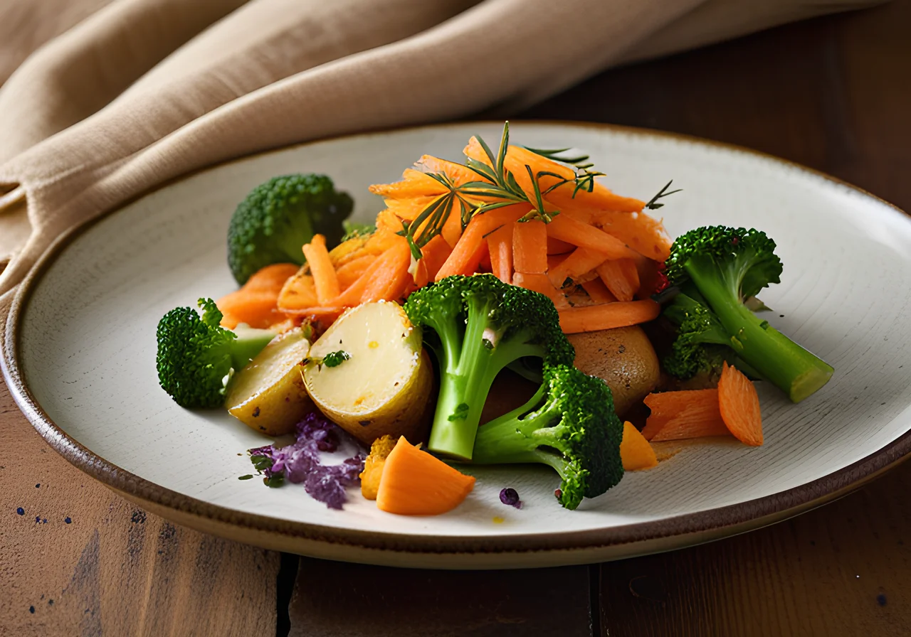 Smashed Potatoes with Broccoli and Carrot Raita