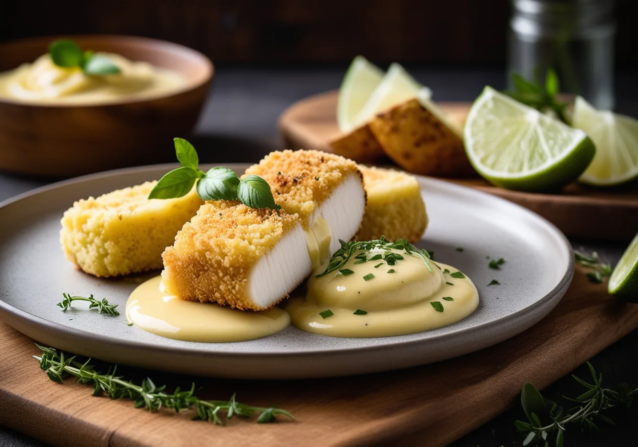 Breaded Atlantic Cod with Lime and Purée