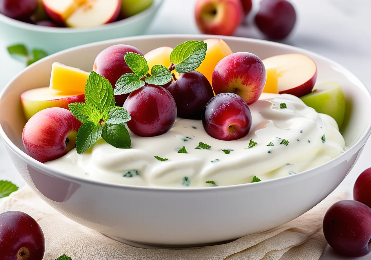 Fruit Salad with Yogurt Sauce