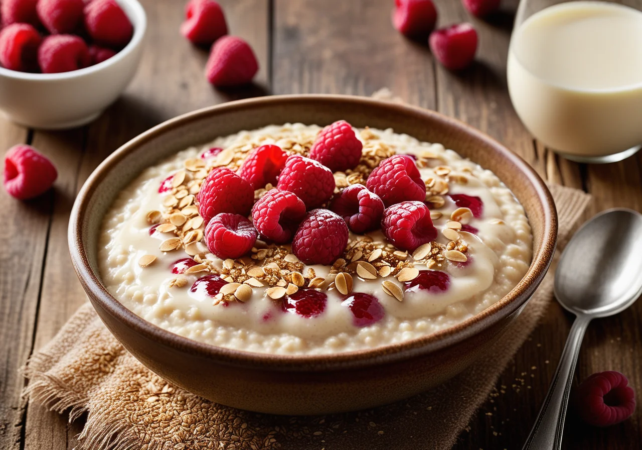 Grain Porridge with Raspberries