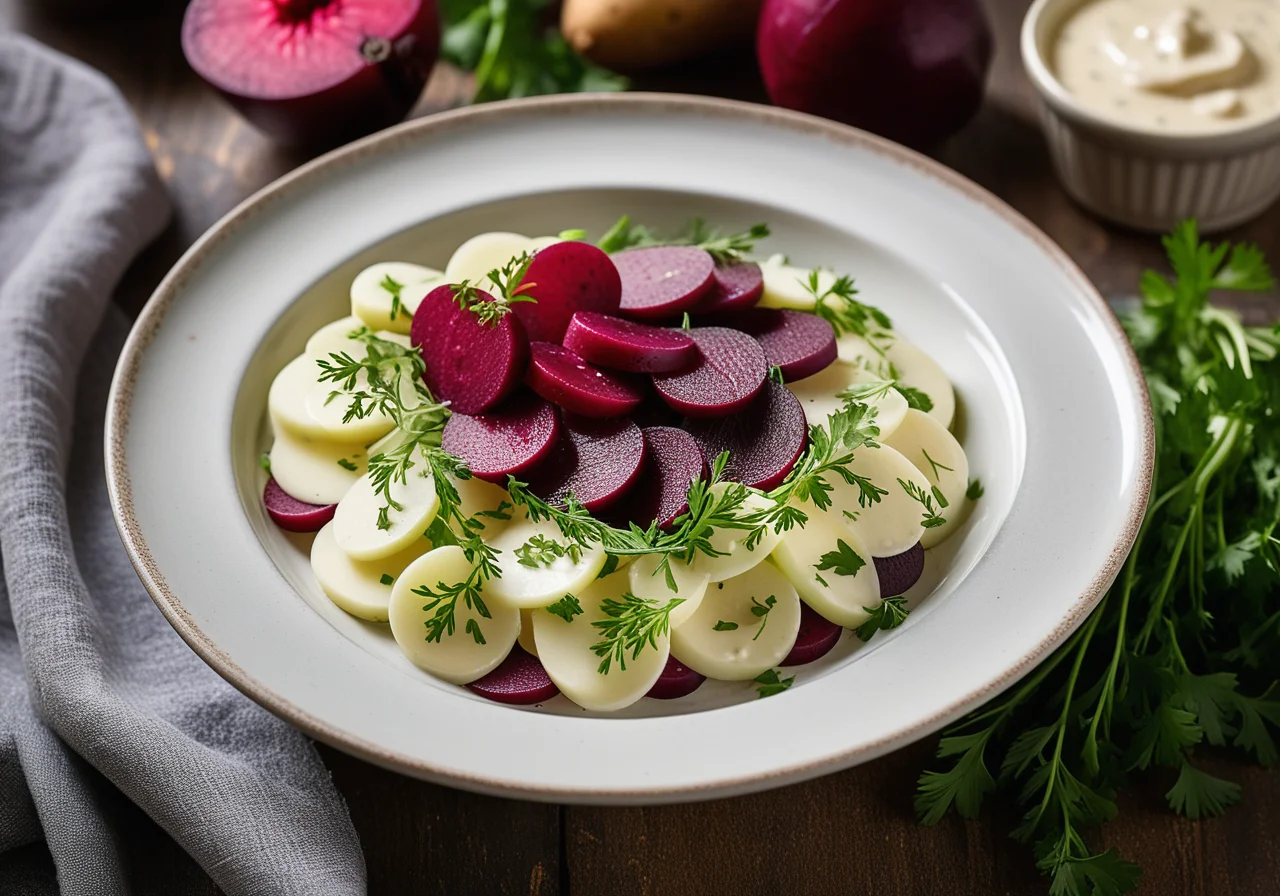 Herring Salad with Red Beet, Apples and Potatoes