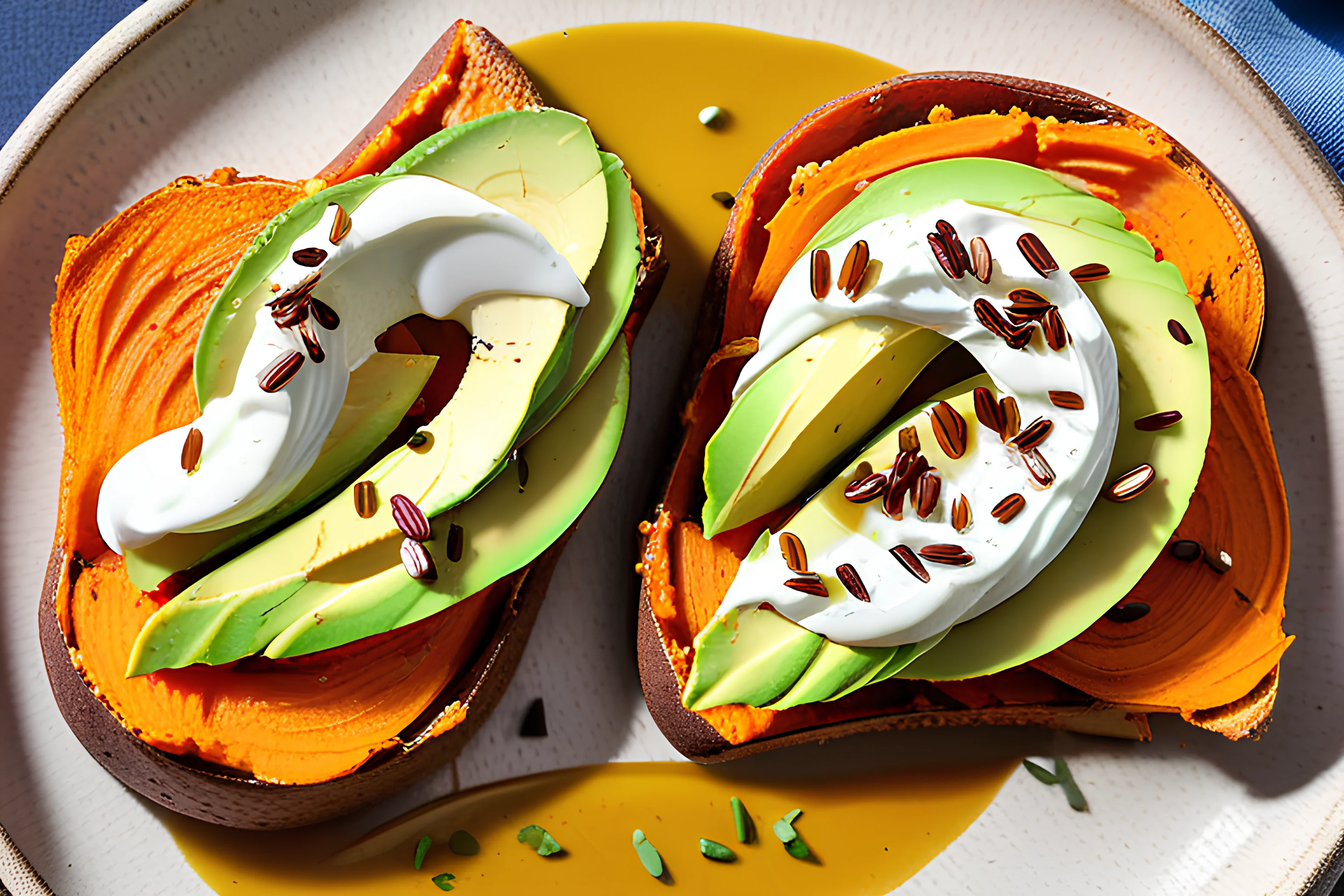 Sweet Potato Toasts with Cream Cheese and Avocado