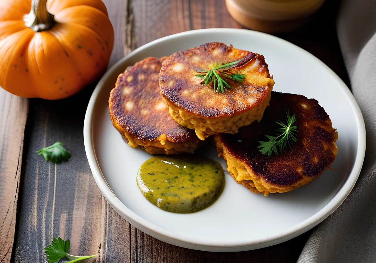 Sweet Potato Pumpkin Patties with Soy Yogurt Dip