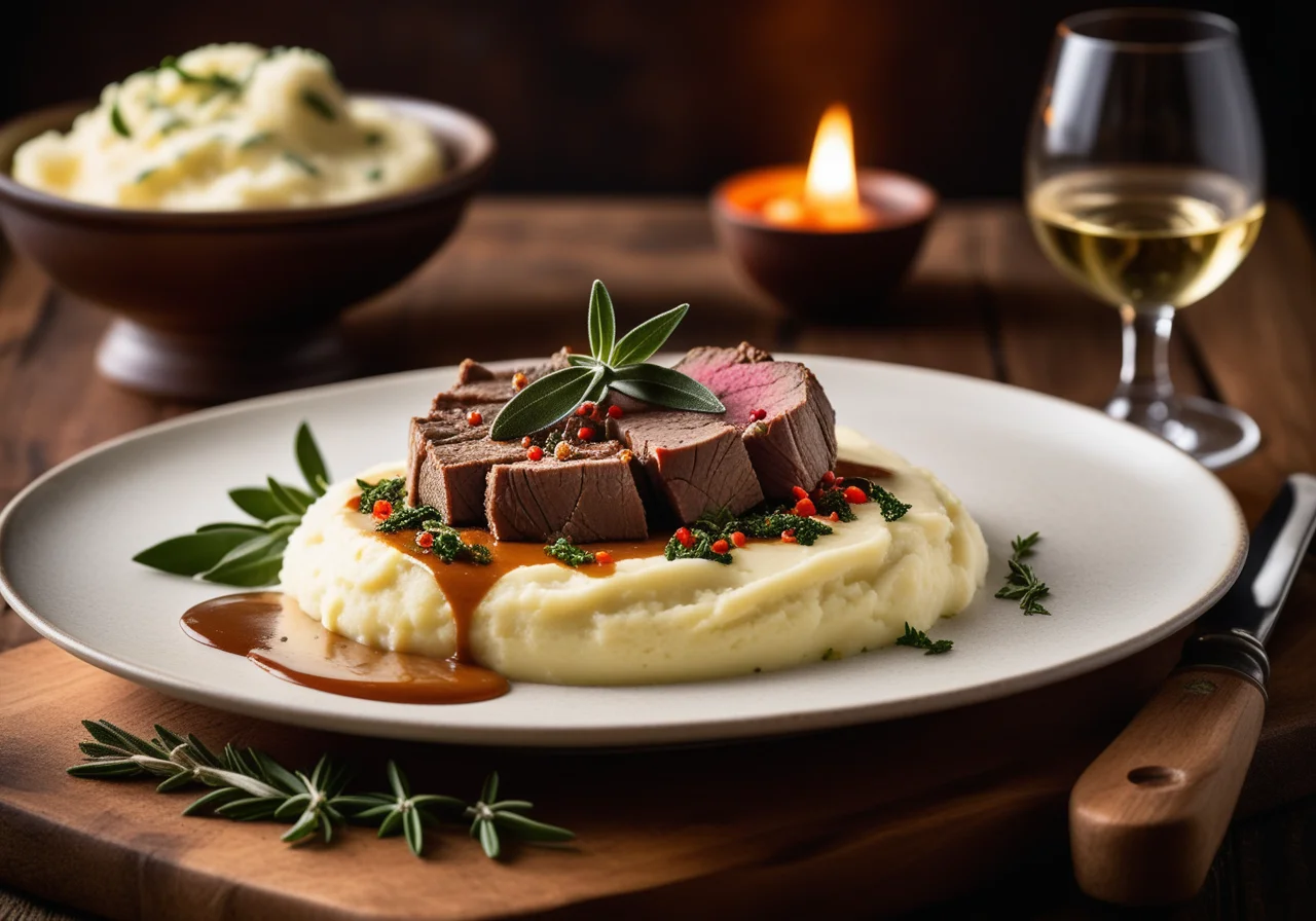 Sage Veal Liver with Mashed Potatoes
