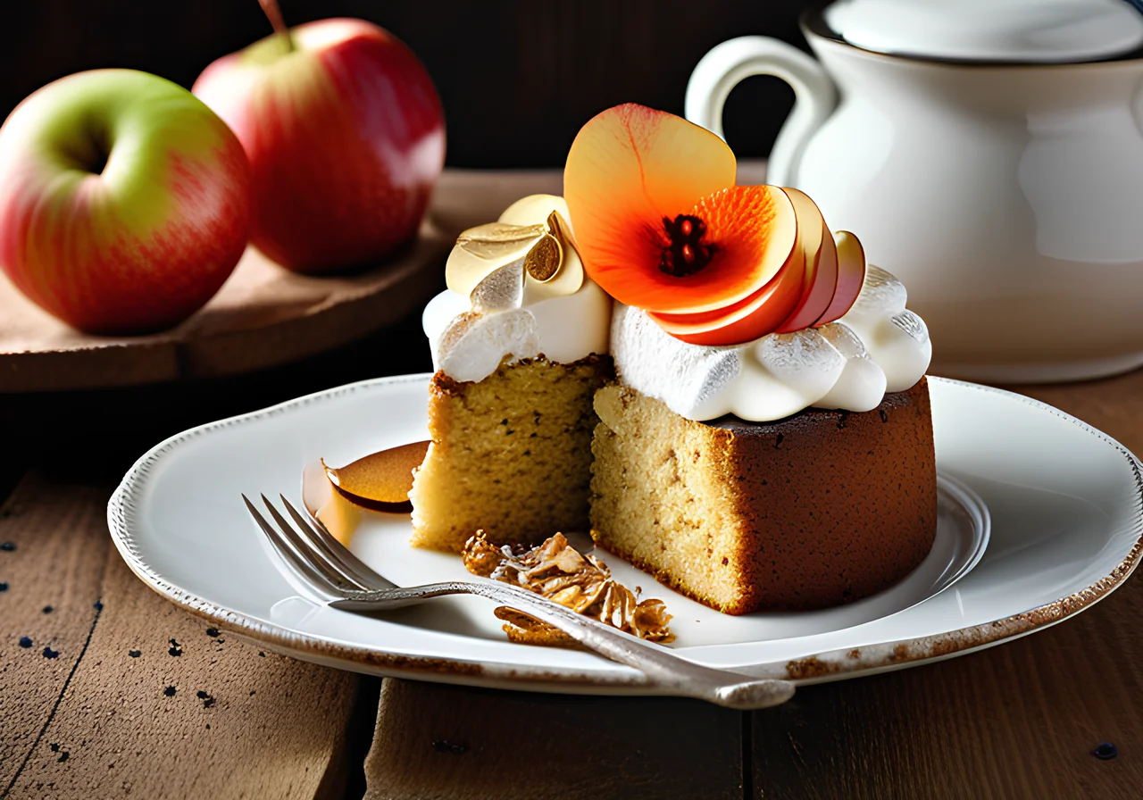 Apple Cake with Poppy Seed and Meringue Cap