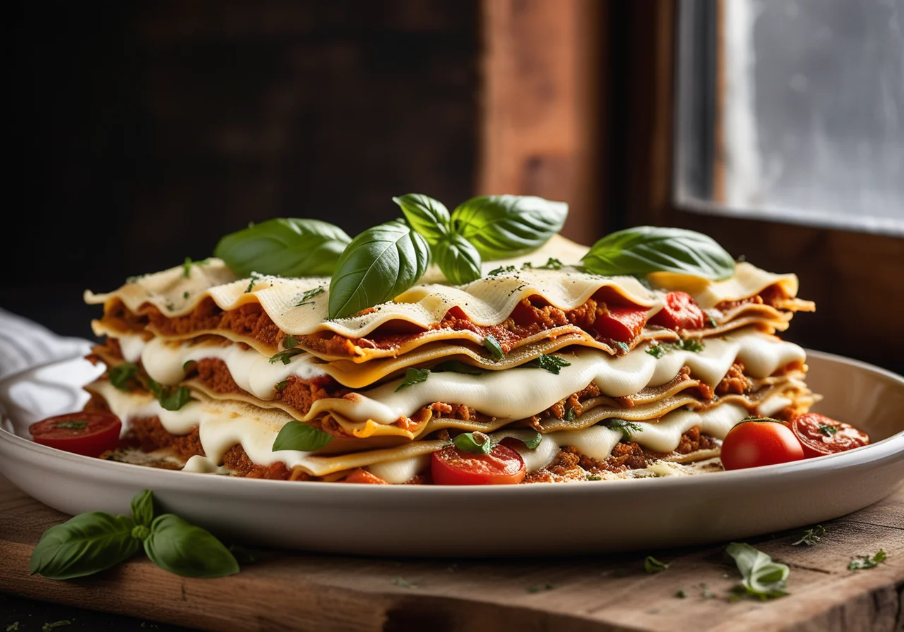 Vegetable Lasagna with Tomatoes, Bell Peppers and Zucchini