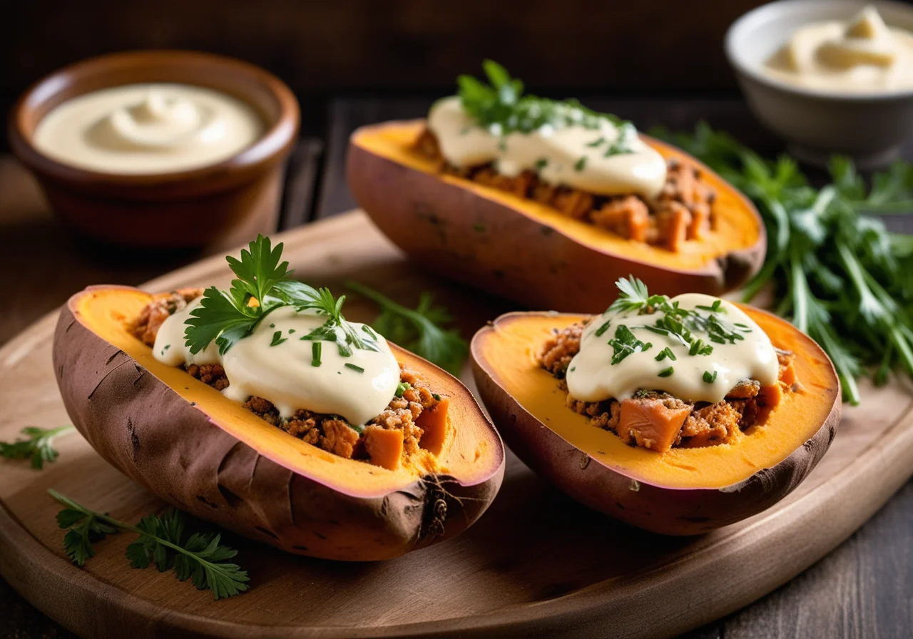 Baked Sweet Potato with Salmon