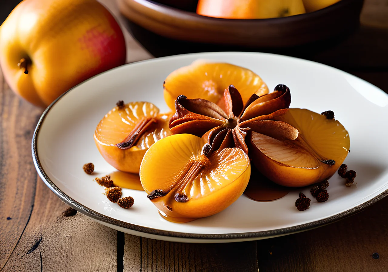Quinces on a Sheet with Cinnamon, Vanilla and Orange Juice