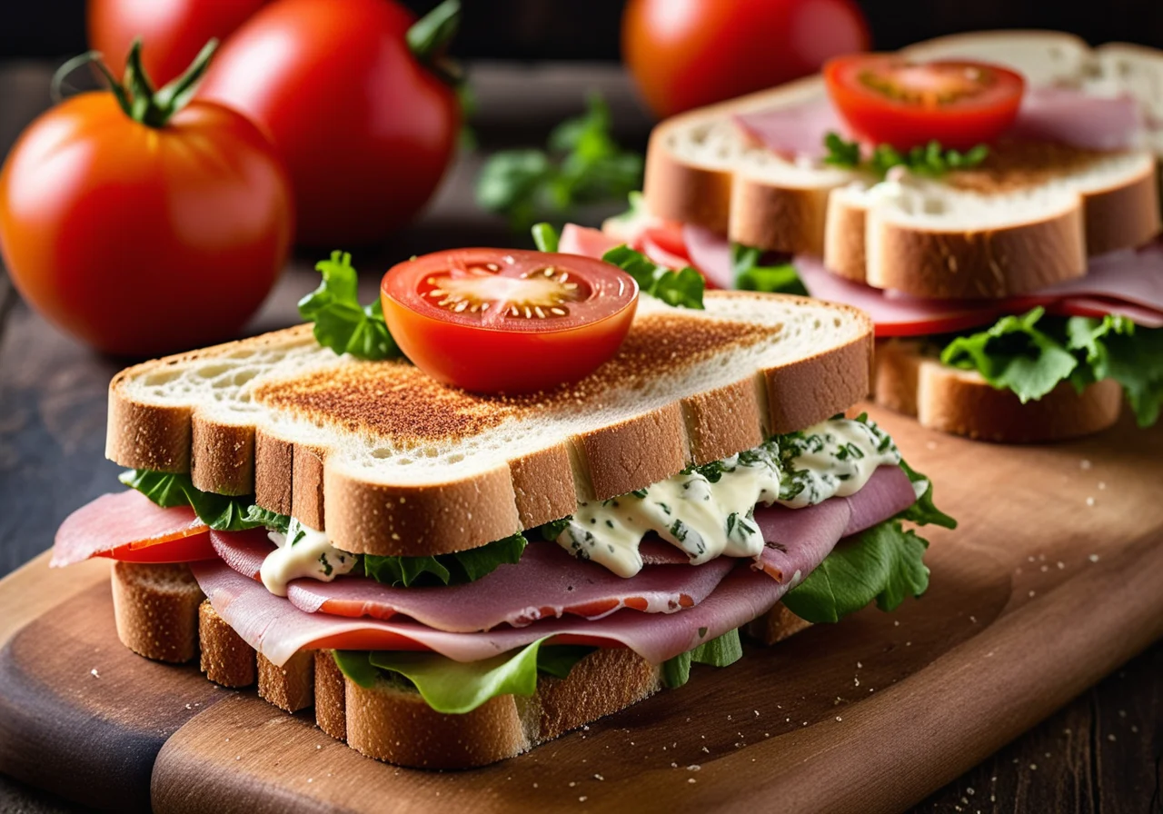 Tomato Ham Cheese Sandwich