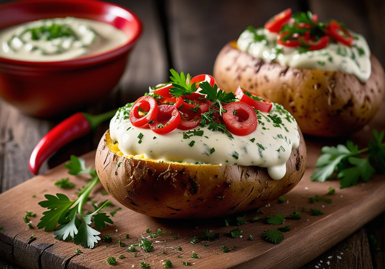 Oven‑baked potato with herb cream