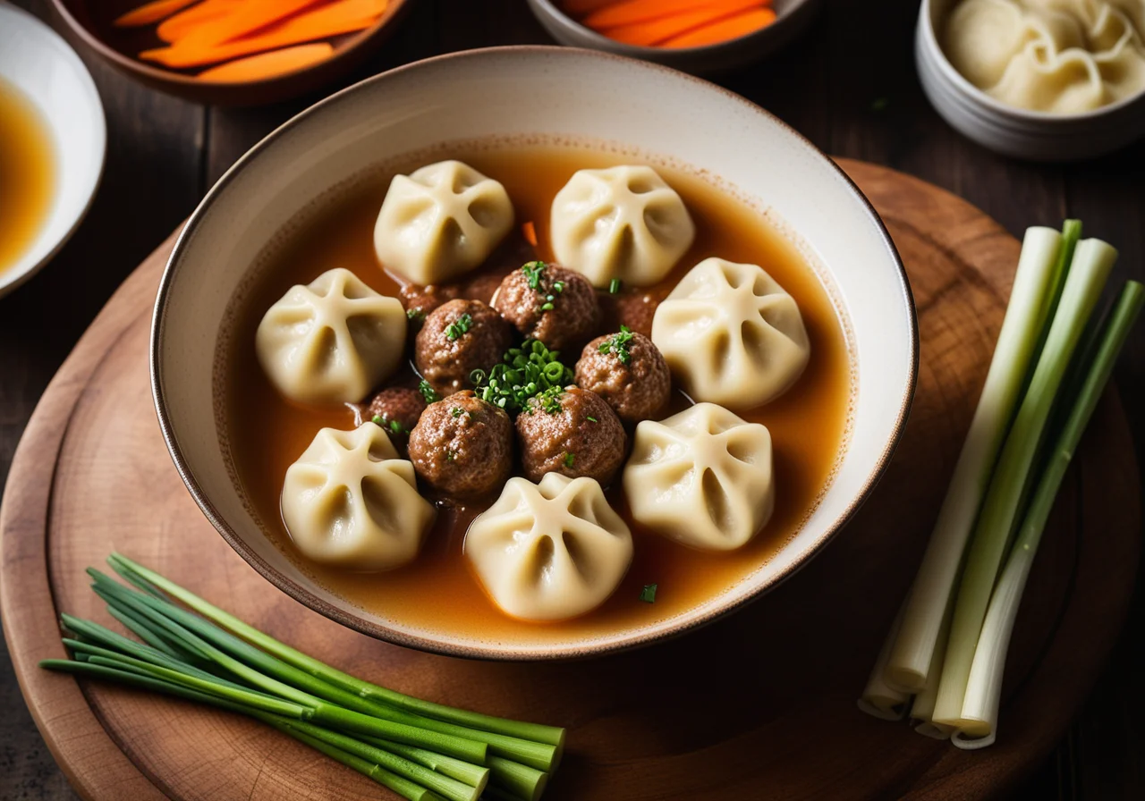 Beef Broth with Meatball Dumplings