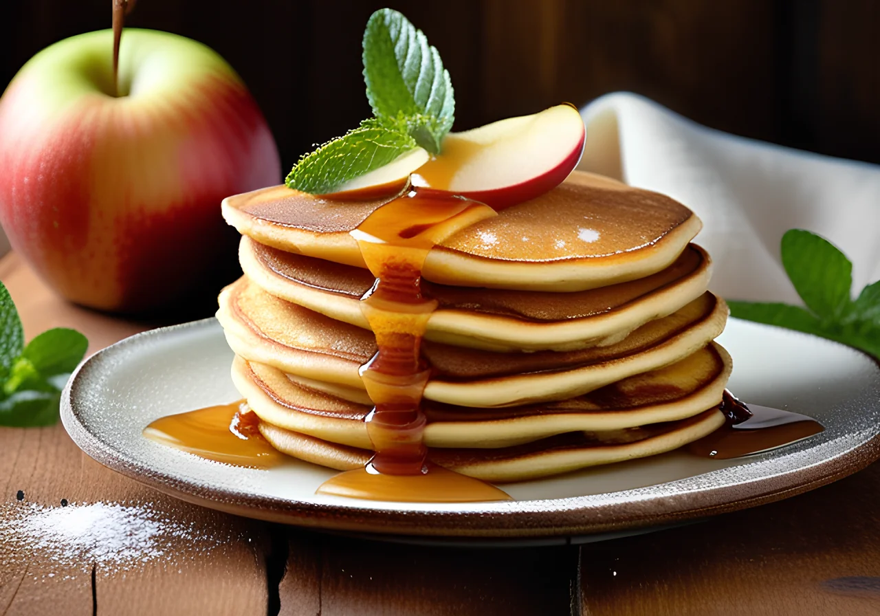 Pancakes with Apples and Vanilla Sauce