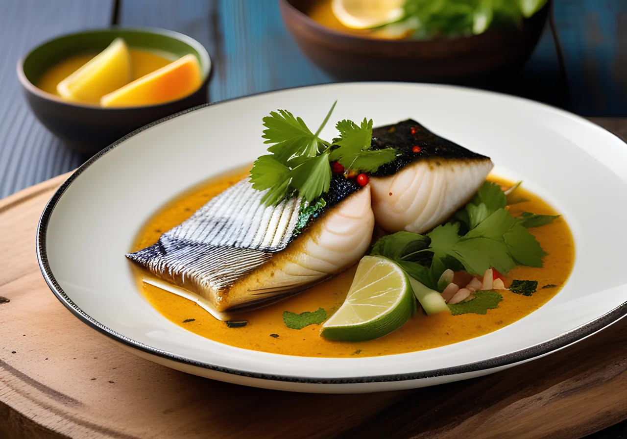 Whole Sea Bass in Thai Curry Broth