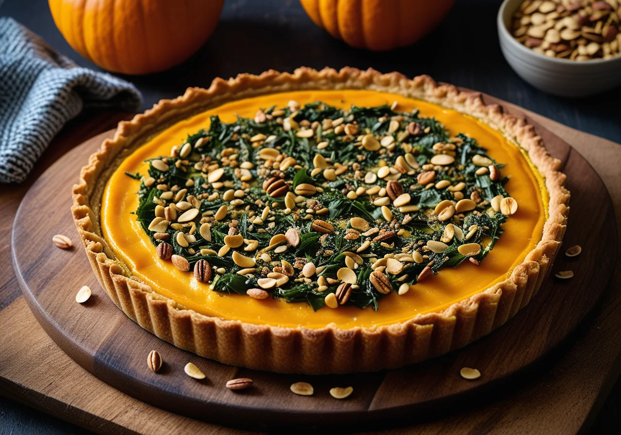 Pumpkin Quiche with Leek Nettle Vegetable