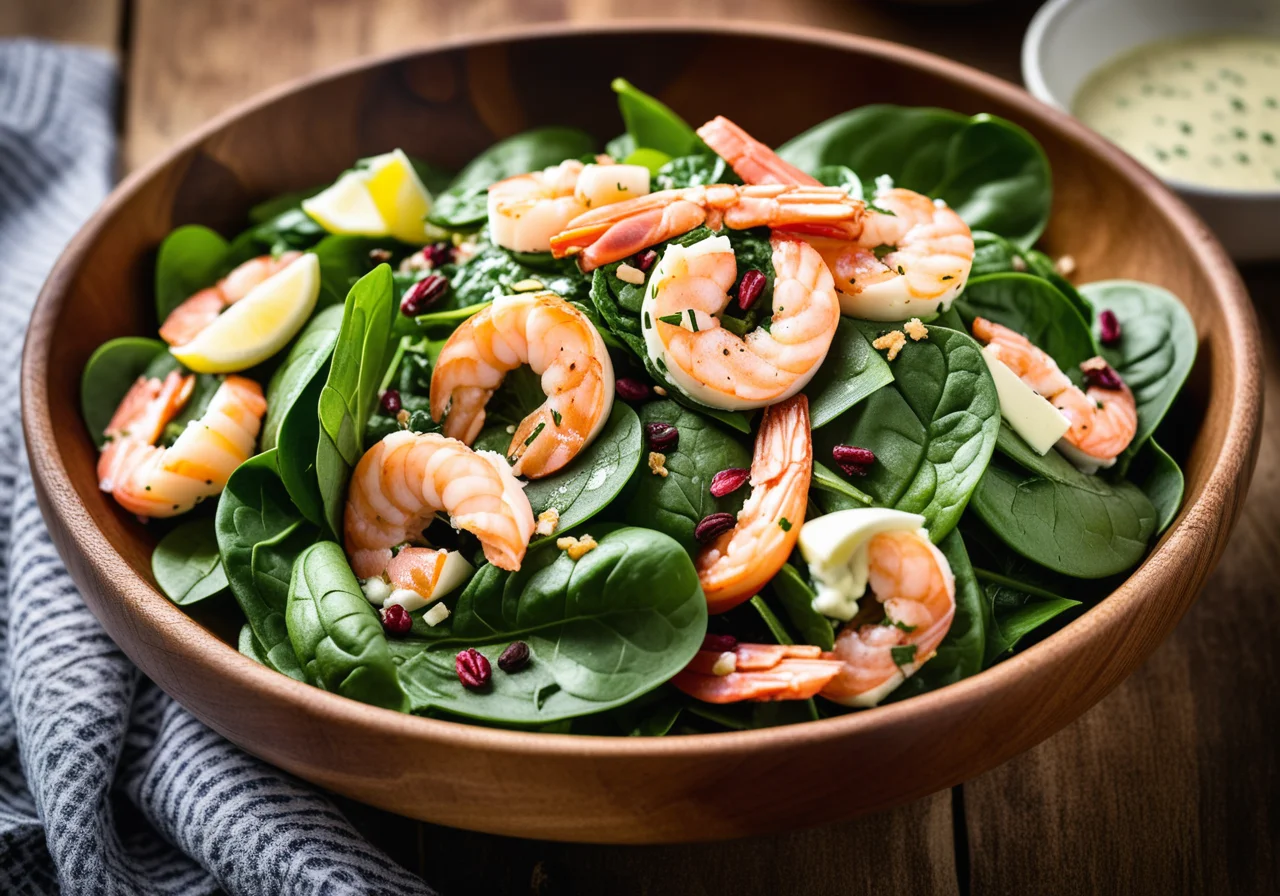 Spinach Salad with Salmon and Shrimp