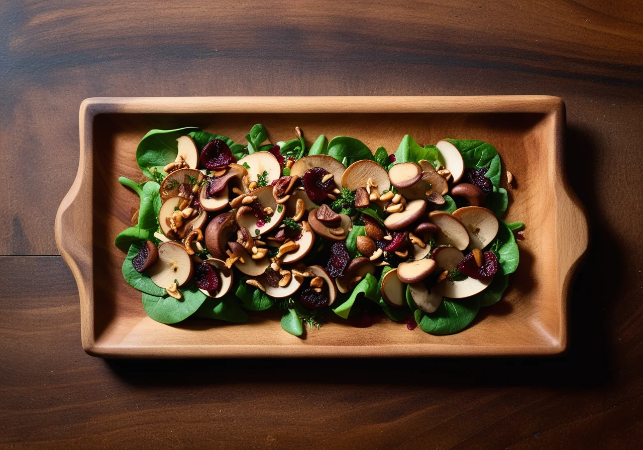 Forest Mushroom Salad with Lingonberry Vinaigrette