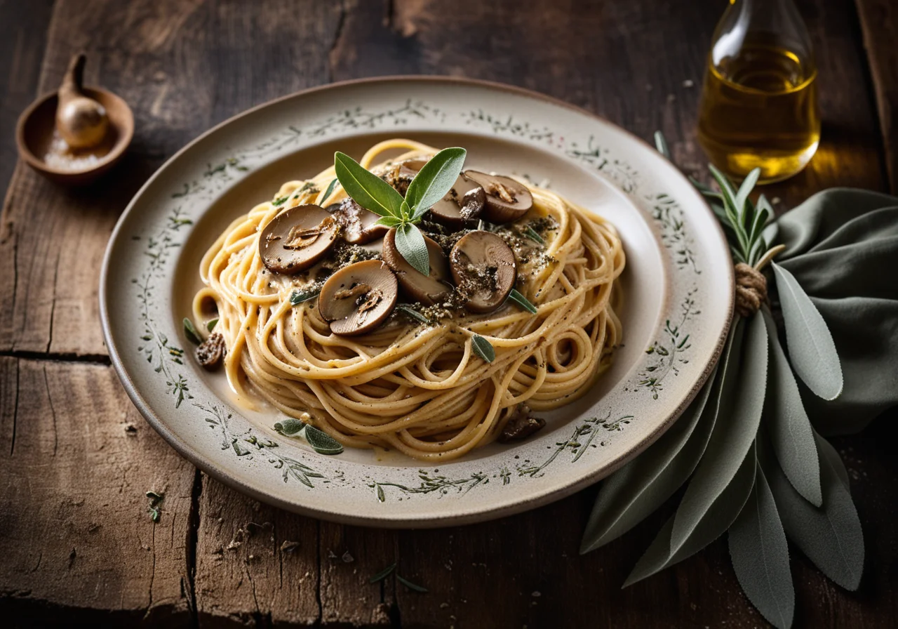 Spaghetti with Porcini Cream Sauce